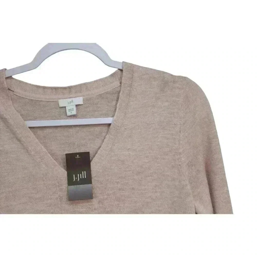 NWT J Jill Blouse Small Pink Cotton Linen Lightweight Coastal Knit Long Sleeve - Picture 6 of 12
